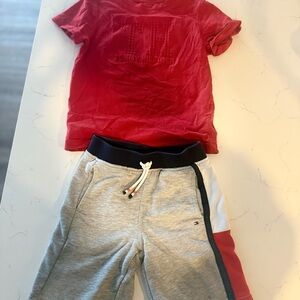 Tommy Hilfiger Red Tee and Gray Shorts Combo